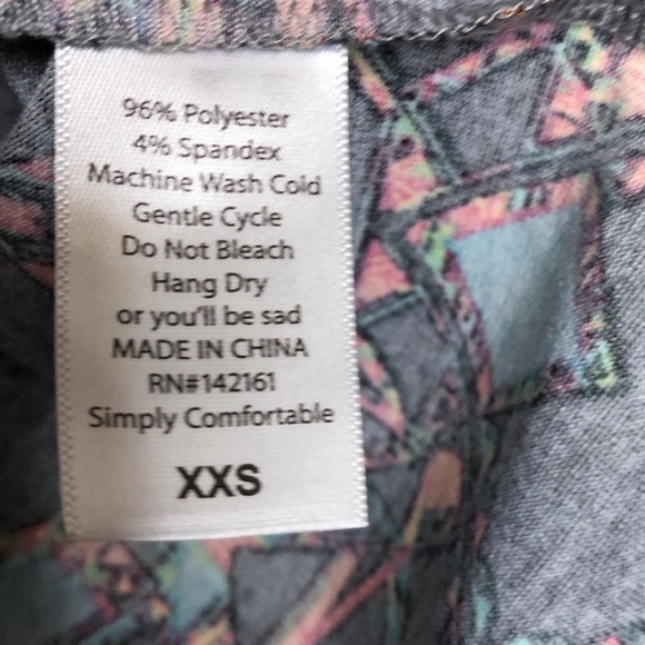 NEW - Lularoe Irma Solid Gray w/ Tribal Aztec Print on Black - Size XXS - Picture 5 of 6